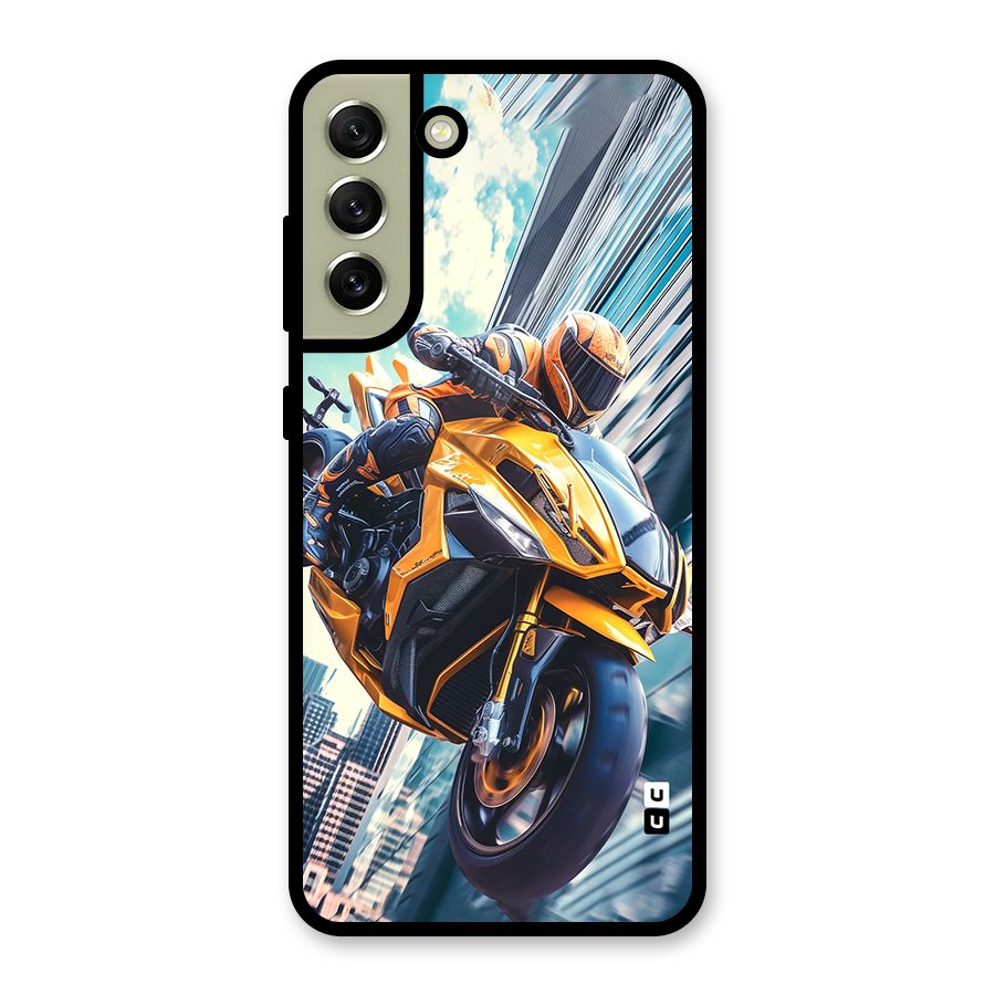 Super Bike Falling Glass Back Case for Galaxy S21 FE 5G