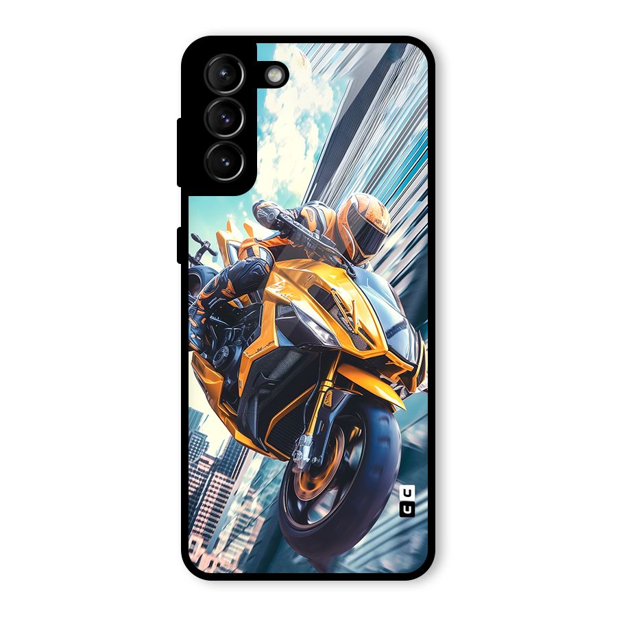 Super Bike Falling Glass Back Case for Galaxy S21 Plus