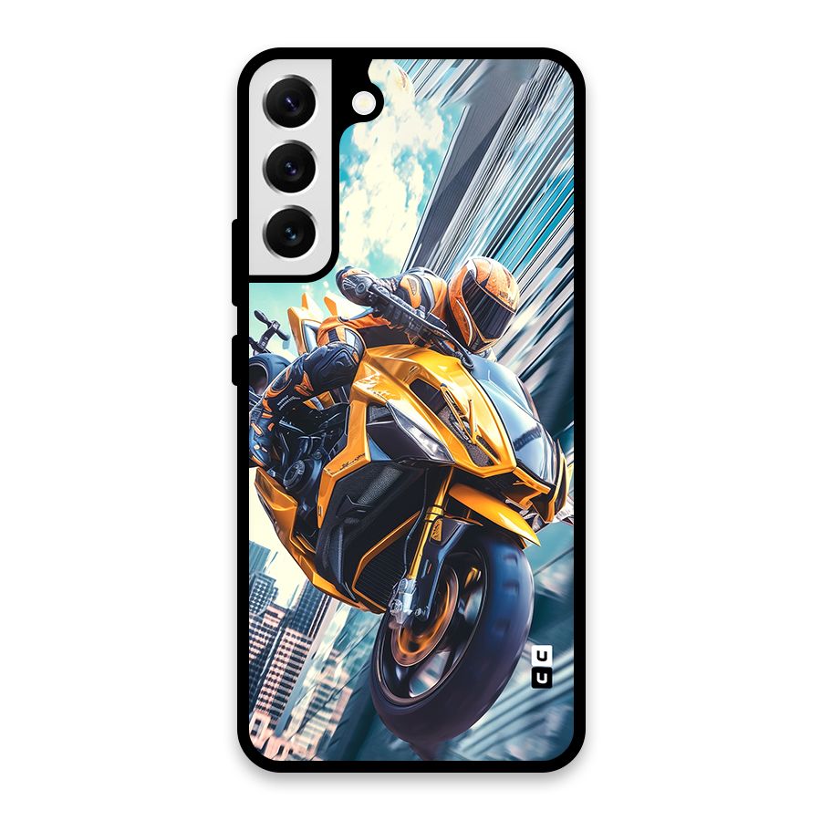 Super Bike Falling Glass Back Case for Galaxy S22 Plus 5G