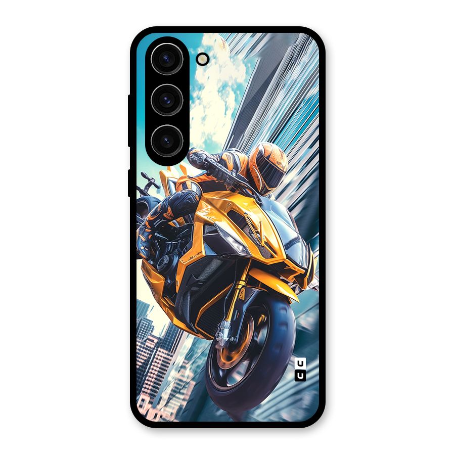 Super Bike Falling Glass Back Case for Galaxy S23 Plus