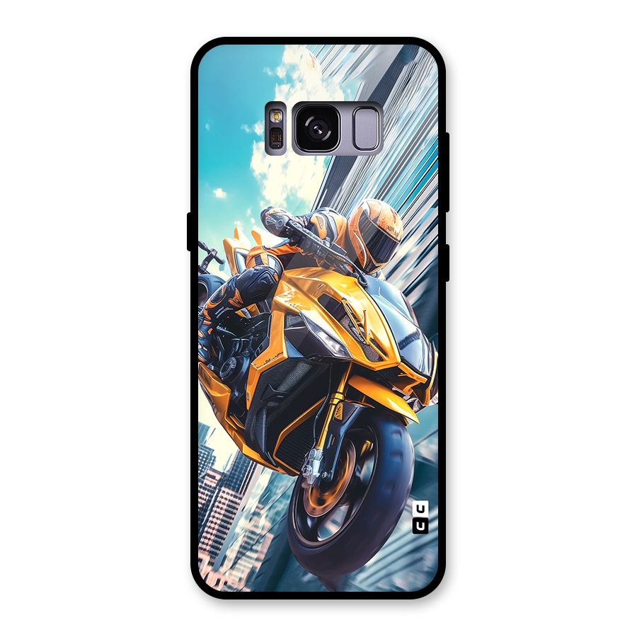 Super Bike Falling Glass Back Case for Galaxy S8