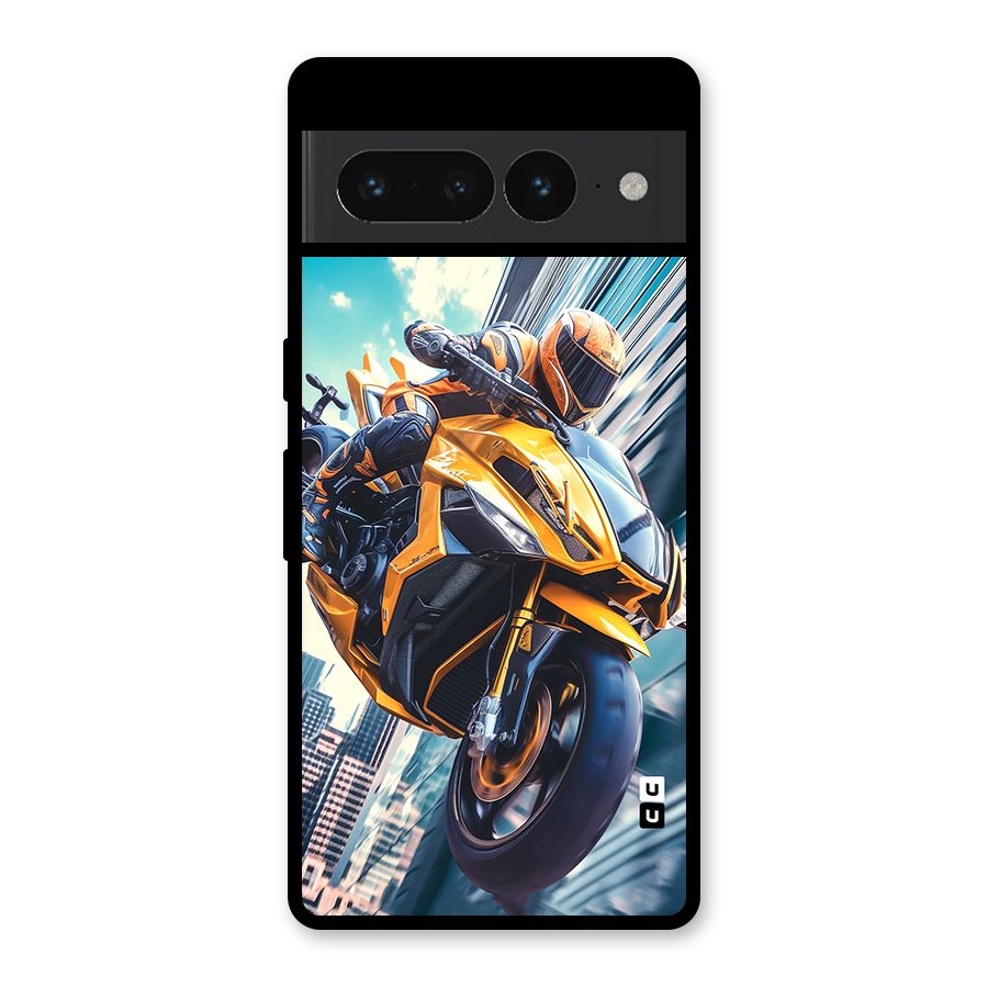 Super Bike Falling Glass Back Case for Google Pixel 7 Pro