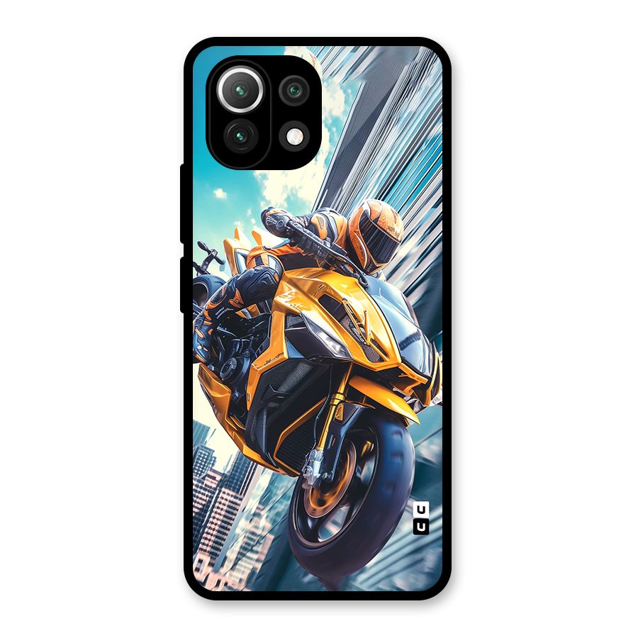 Super Bike Falling Glass Back Case for Mi 11 Lite NE 5G