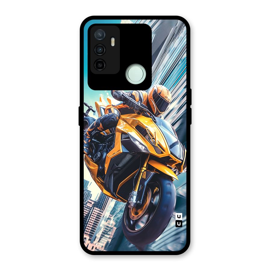 Super Bike Falling Glass Back Case for Oppo A53