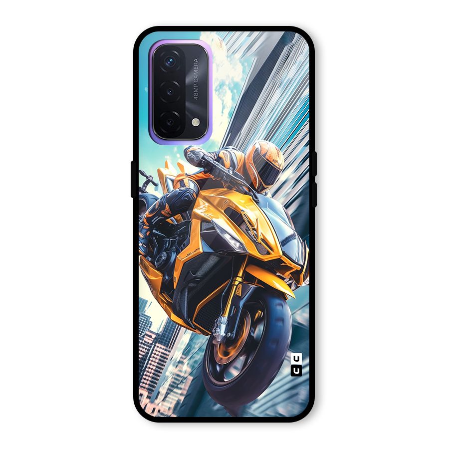 Super Bike Falling Glass Back Case for Oppo A74 5G