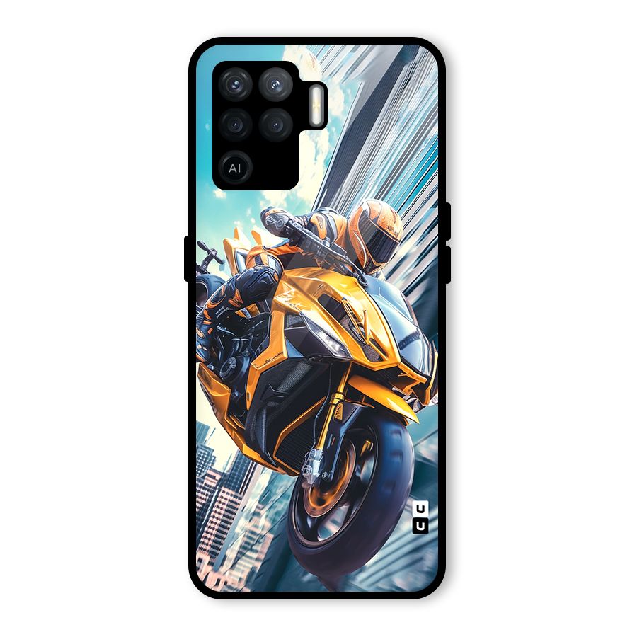 Super Bike Falling Glass Back Case for Oppo F19 Pro