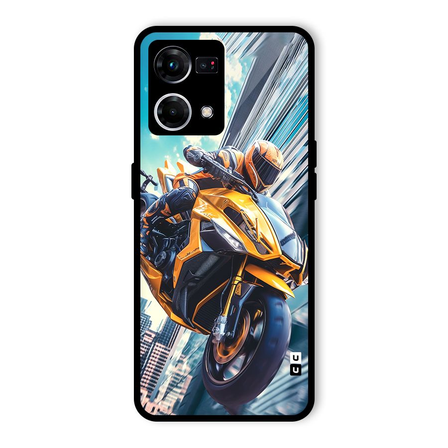 Super Bike Falling Glass Back Case for Oppo F21 Pro 5G
