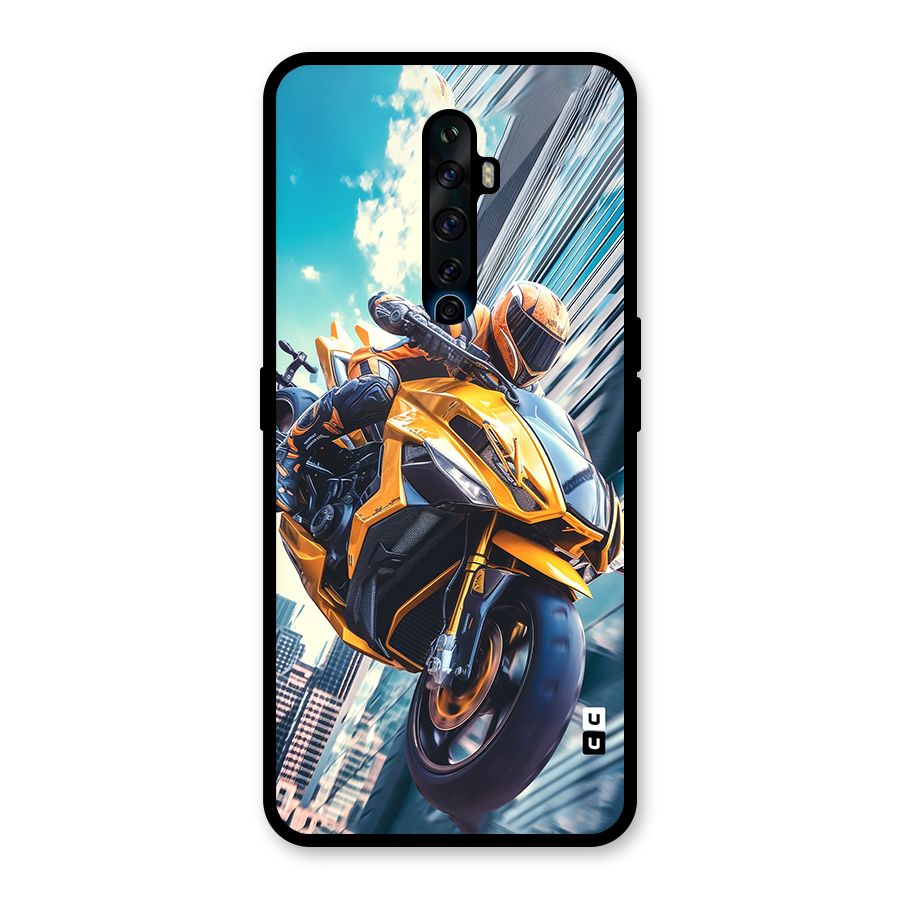 Super Bike Falling Glass Back Case for Oppo Reno2 F