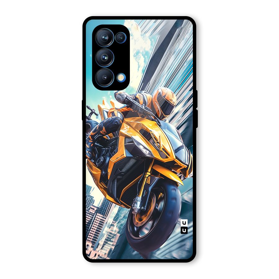 Super Bike Falling Glass Back Case for Oppo Reno5 Pro 5G