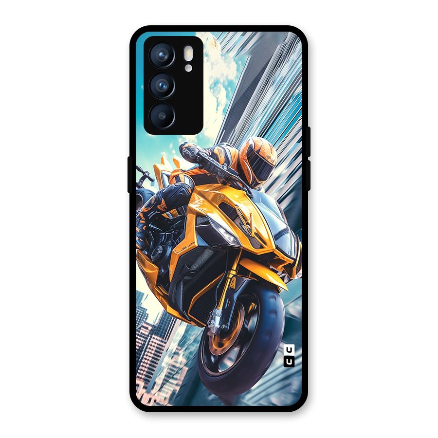 Super Bike Falling Glass Back Case for Oppo Reno6 5G