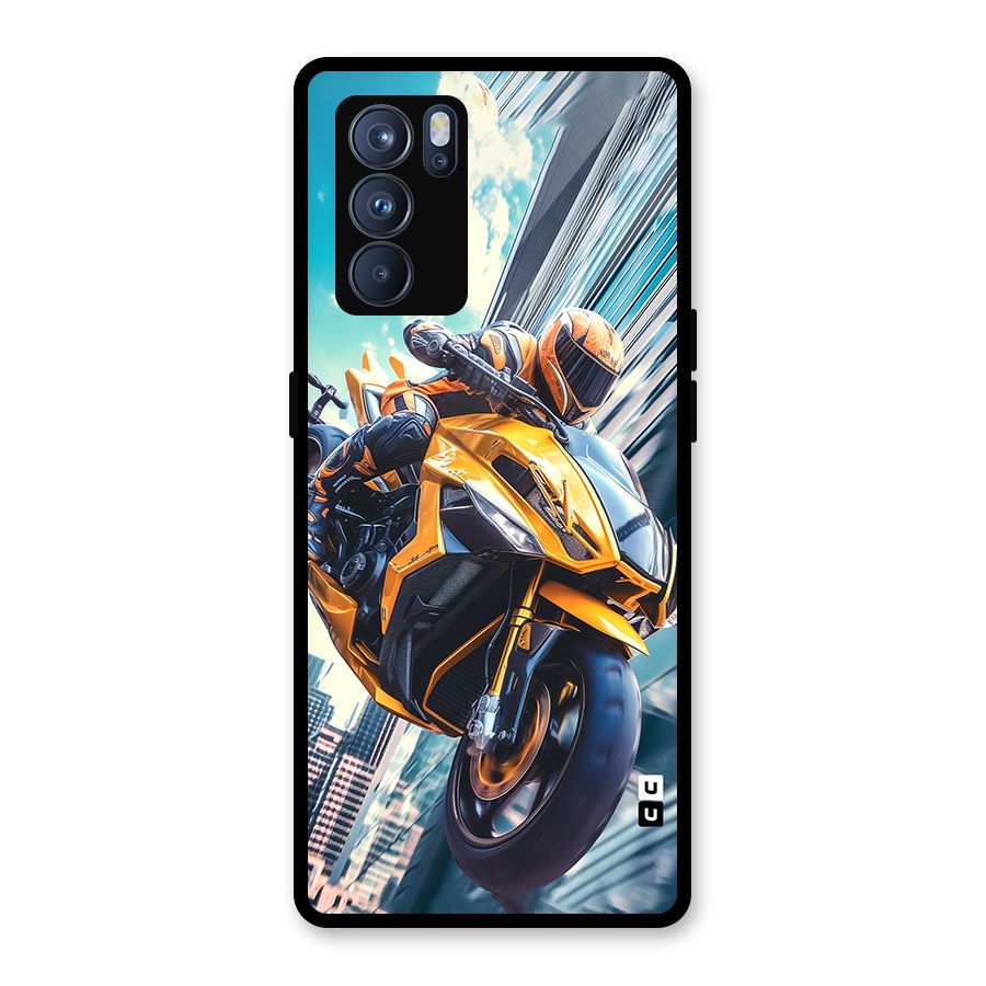 Super Bike Falling Glass Back Case for Oppo Reno6 Pro 5G
