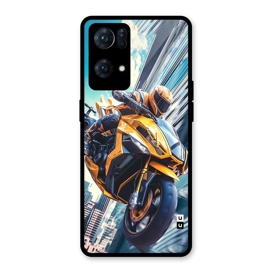 Super Bike Falling Glass Back Case for Oppo Reno7 Pro 5G