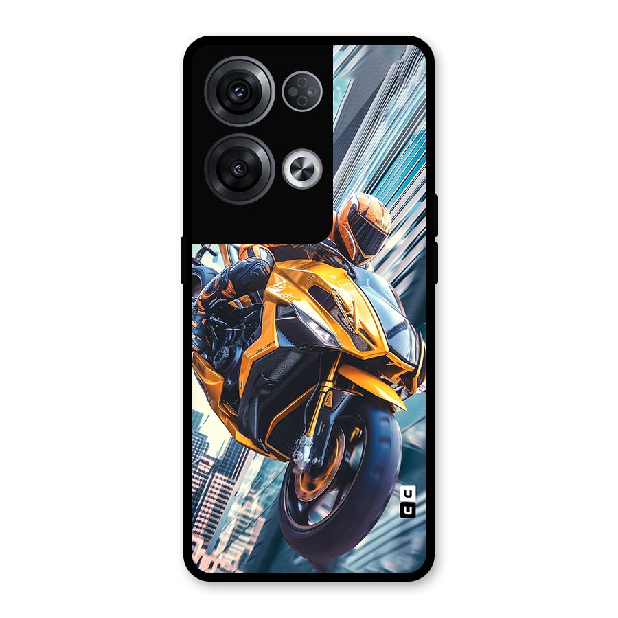Super Bike Falling Glass Back Case for Oppo Reno8 Pro 5G