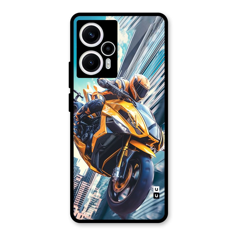 Super Bike Falling Glass Back Case for Poco F5