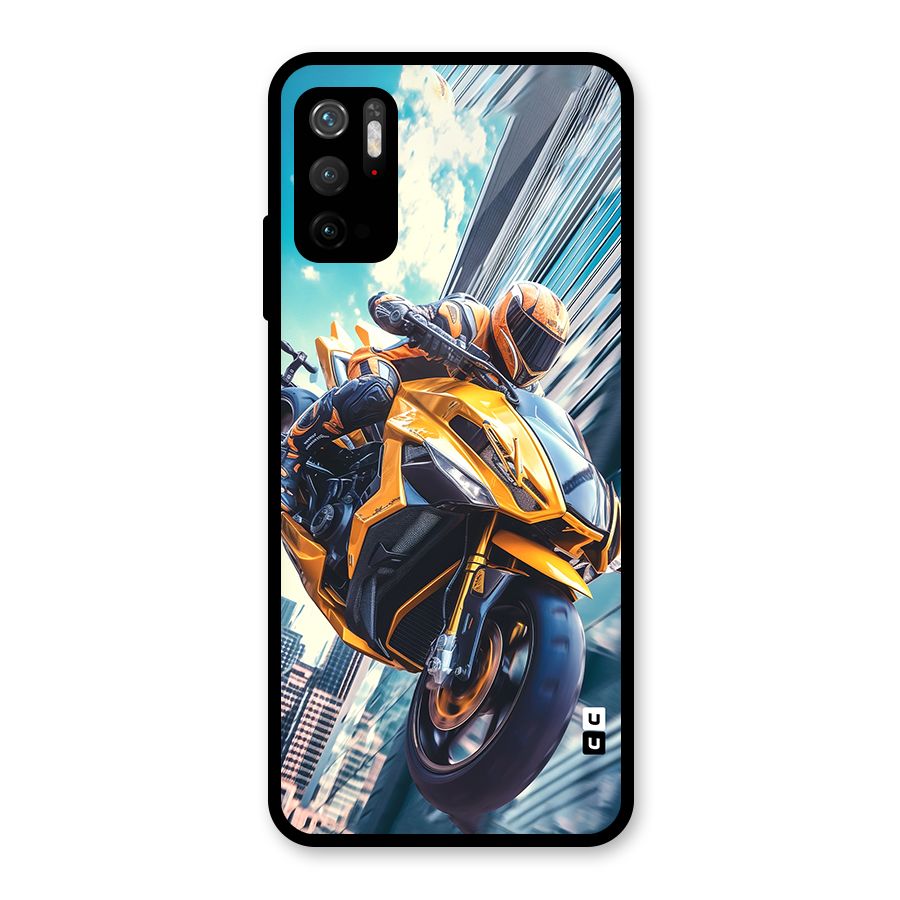 Super Bike Falling Glass Back Case for Poco M3 Pro 5G