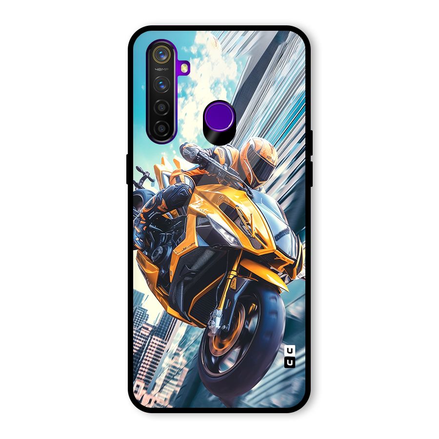 Super Bike Falling Glass Back Case for Realme 5 Pro