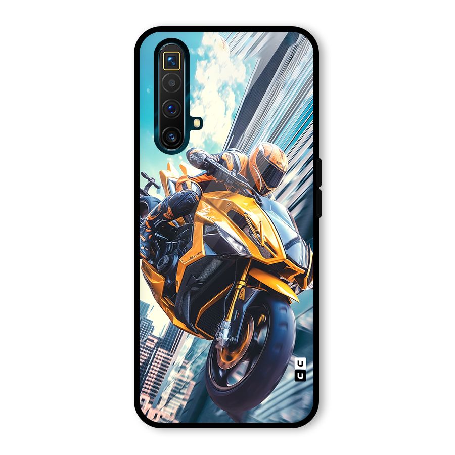 Super Bike Falling Glass Back Case for Realme X3