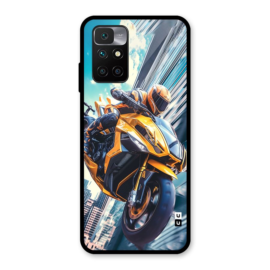 Super Bike Falling Glass Back Case for Redmi 10 Prime