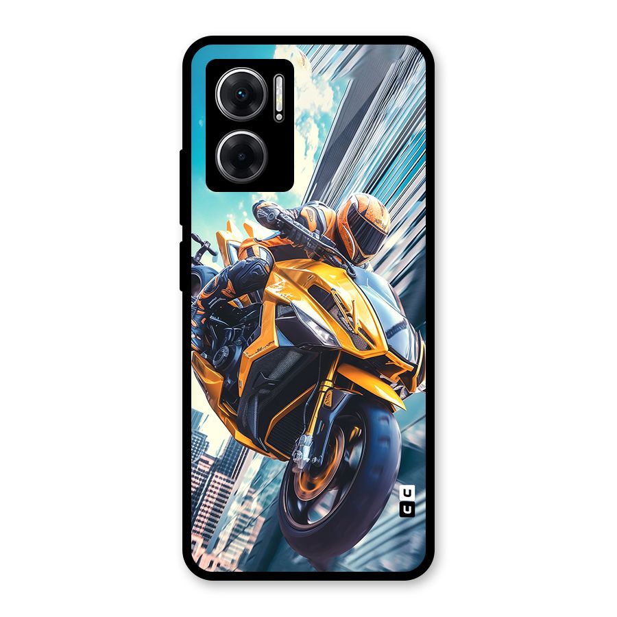 Super Bike Falling Glass Back Case for Redmi 11 Prime 5G