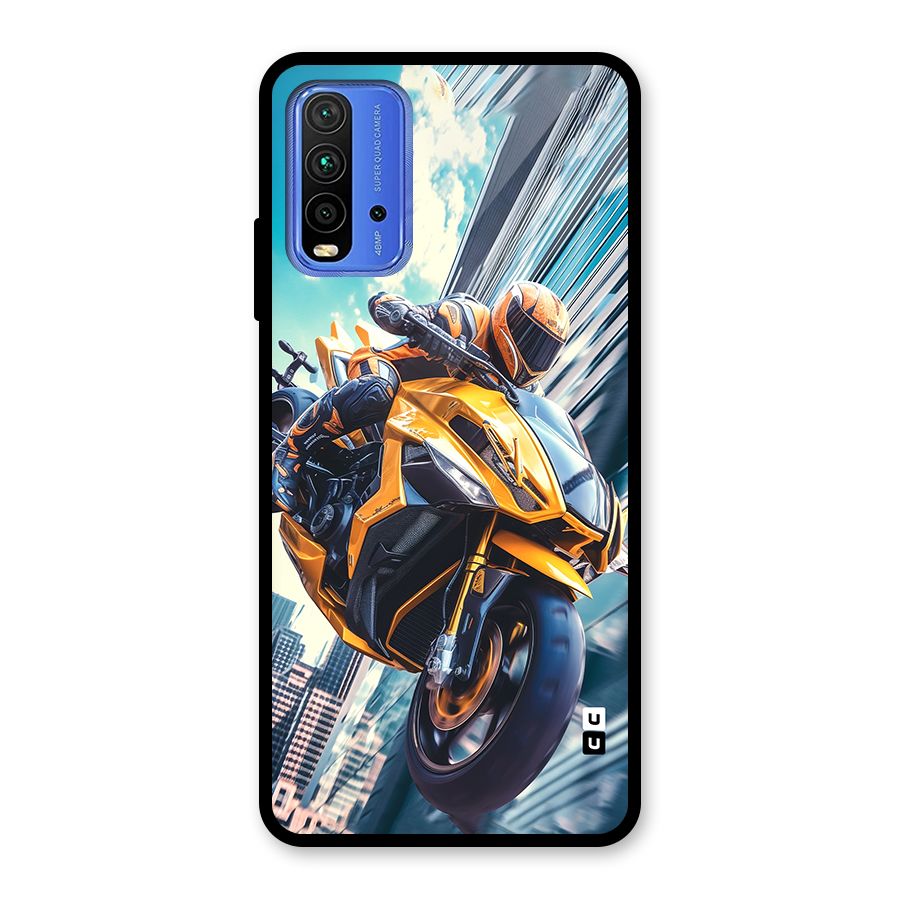 Super Bike Falling Glass Back Case for Redmi 9 Power