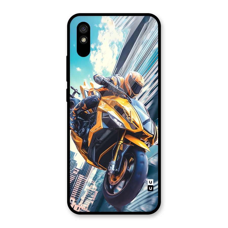 Super Bike Falling Glass Back Case for Redmi 9i