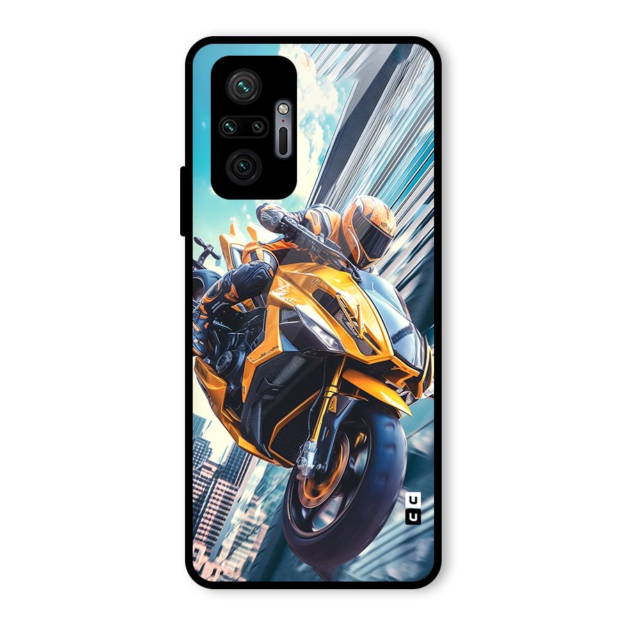 Super Bike Falling Glass Back Case for Redmi Note 10 Pro Max