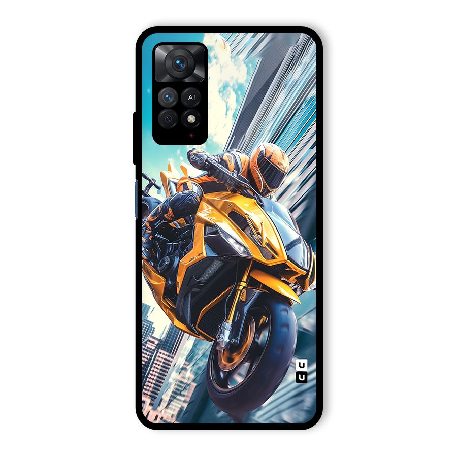 Super Bike Falling Glass Back Case for Redmi Note 11 Pro