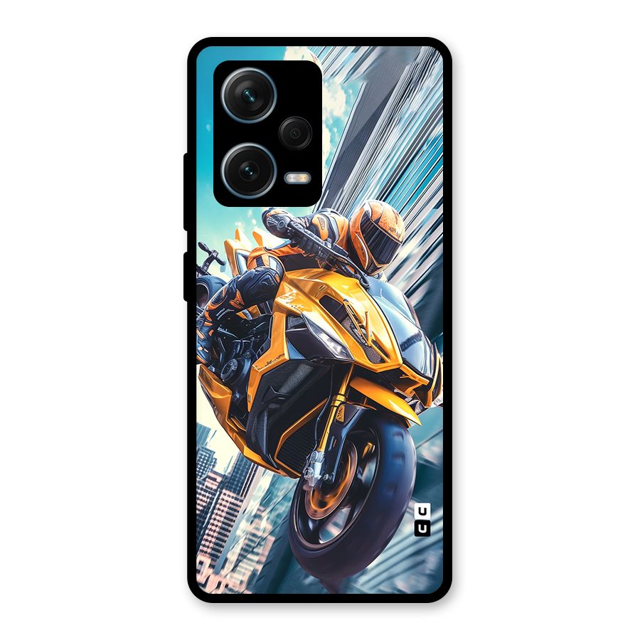 Super Bike Falling Glass Back Case for Redmi Note 12 Pro Plus 5G