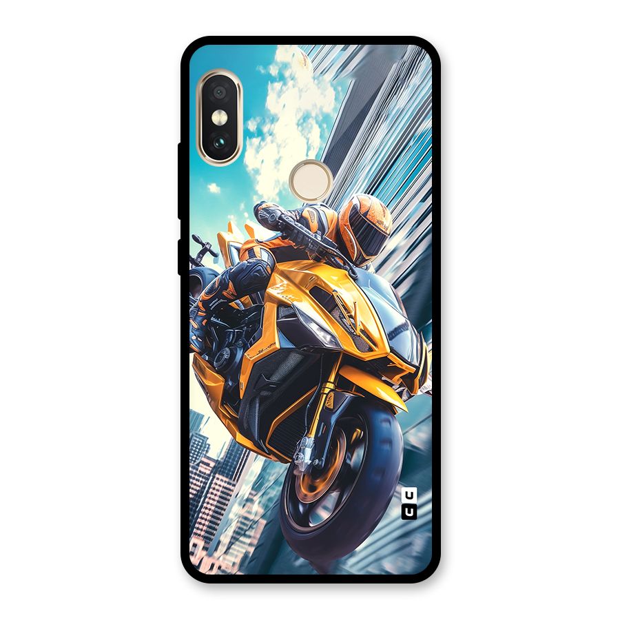 Super Bike Falling Glass Back Case for Redmi Note 5 Pro