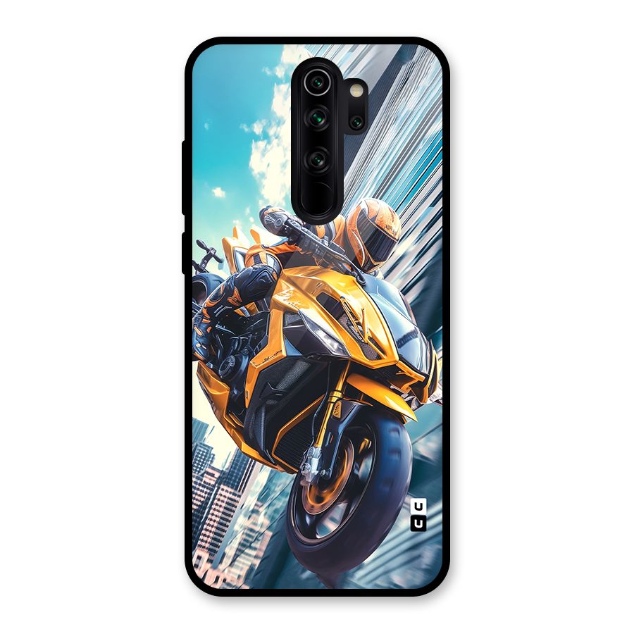 Super Bike Falling Glass Back Case for Redmi Note 8 Pro