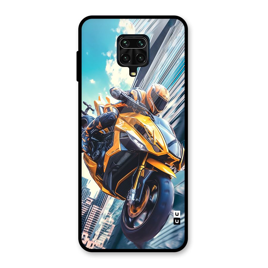 Super Bike Falling Glass Back Case for Redmi Note 9 Pro