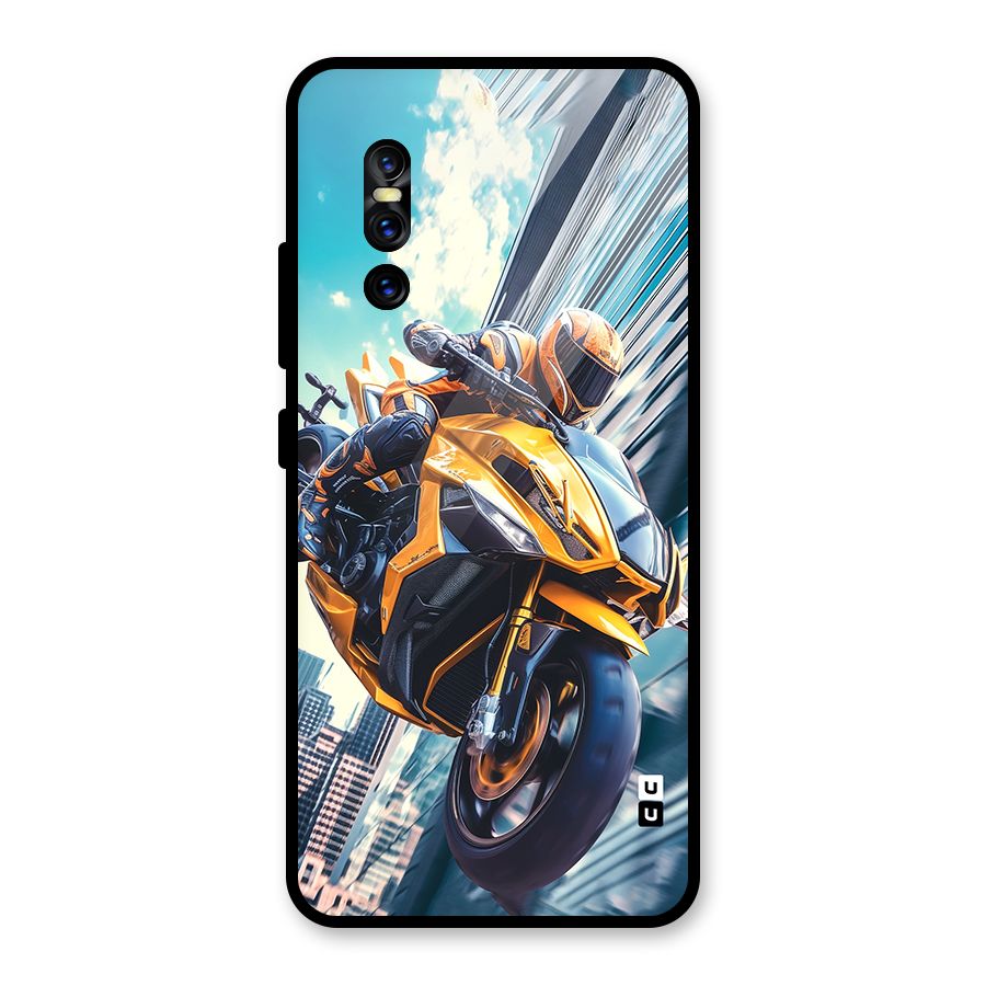 Super Bike Falling Glass Back Case for Vivo V15 Pro