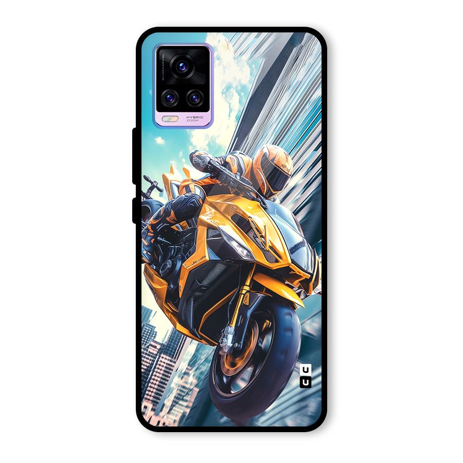 Super Bike Falling Glass Back Case for Vivo V20 Pro