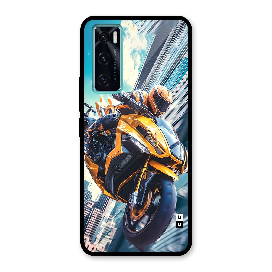 Super Bike Falling Glass Back Case for Vivo V20 SE