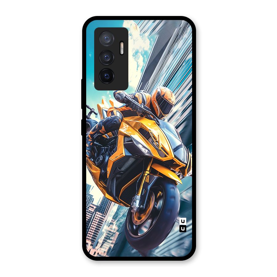 Super Bike Falling Glass Back Case for Vivo V23e