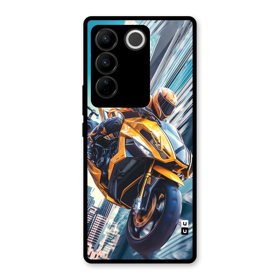 Super Bike Falling Glass Back Case for Vivo V27