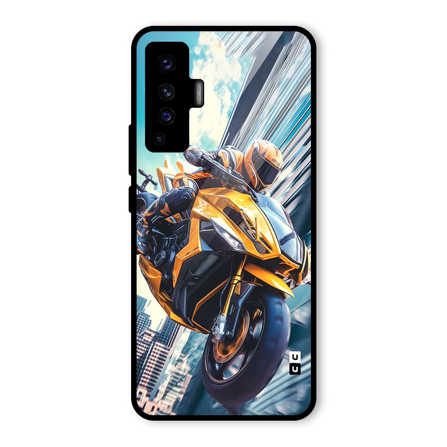 Super Bike Falling Glass Back Case for Vivo X50