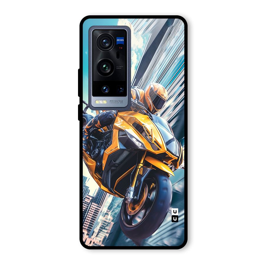 Super Bike Falling Glass Back Case for Vivo X60 Pro Plus