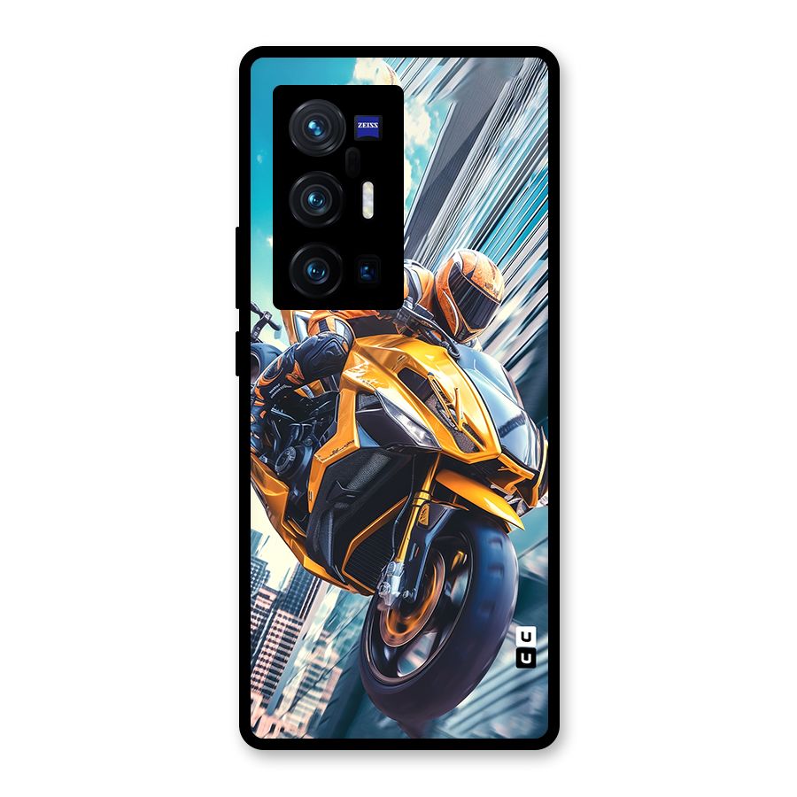 Super Bike Falling Glass Back Case for Vivo X70 Pro Plus
