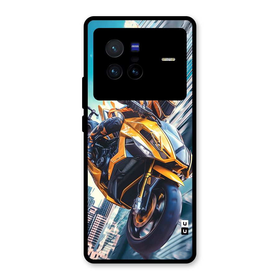 Super Bike Falling Glass Back Case for Vivo X80