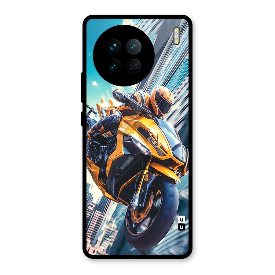 Super Bike Falling Glass Back Case for Vivo X90