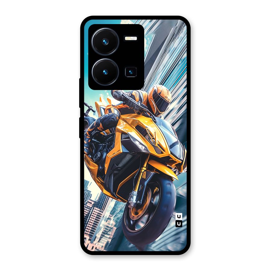 Super Bike Falling Glass Back Case for Vivo Y35