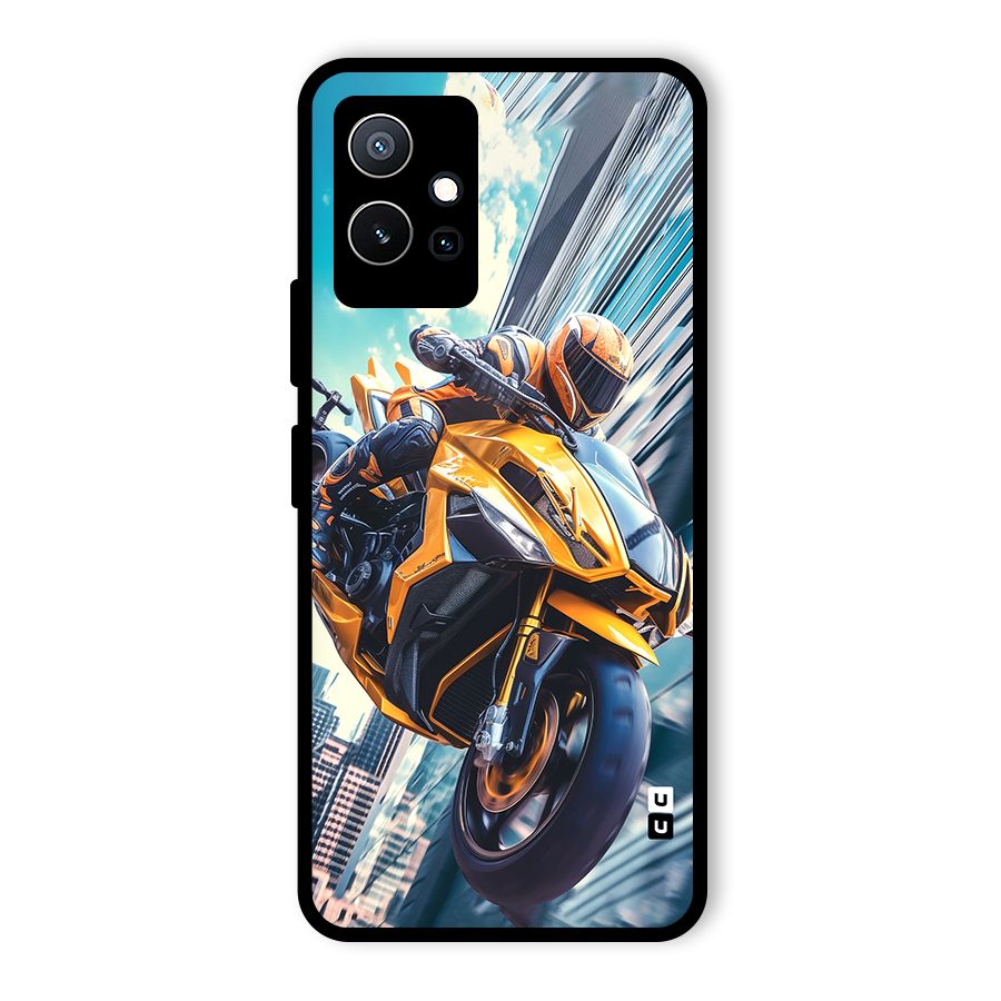 Super Bike Falling Glass Back Case for Vivo Y75 5G