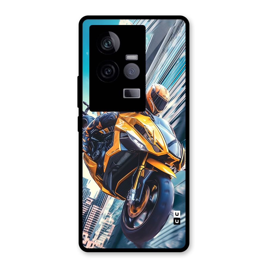 Super Bike Falling Glass Back Case for Vivo iQOO 11 5G