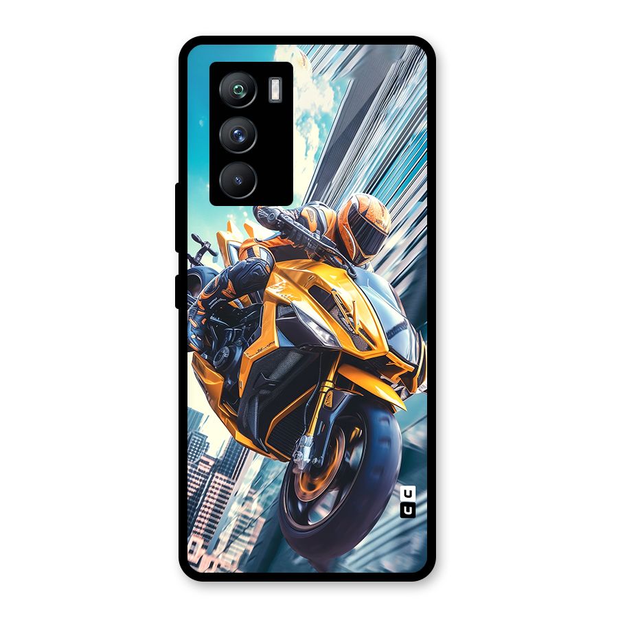 Super Bike Falling Glass Back Case for Vivo iQOO 9 SE