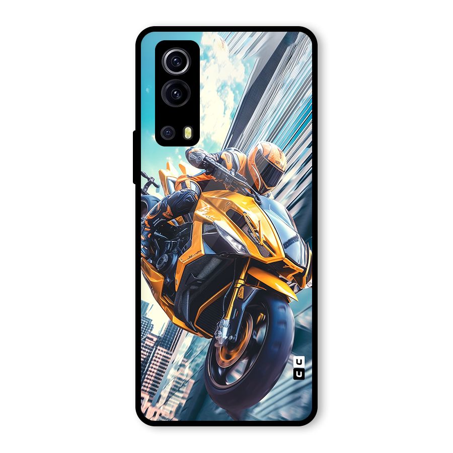 Super Bike Falling Glass Back Case for Vivo iQOO Z3
