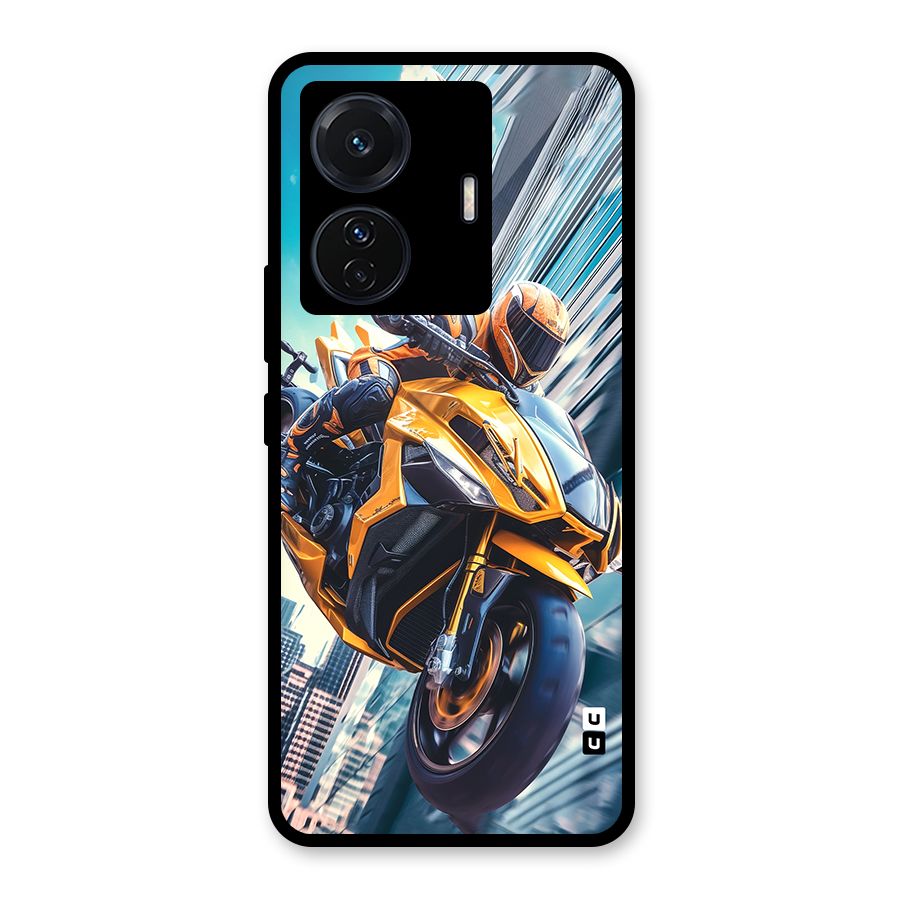 Super Bike Falling Glass Back Case for Vivo iQOO Z6 Pro