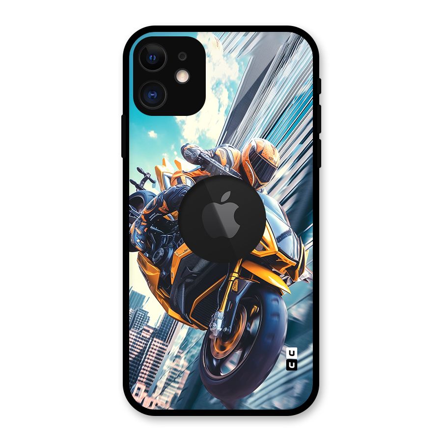 Super Bike Falling Glass Back Case for iPhone 11 Logo Cut