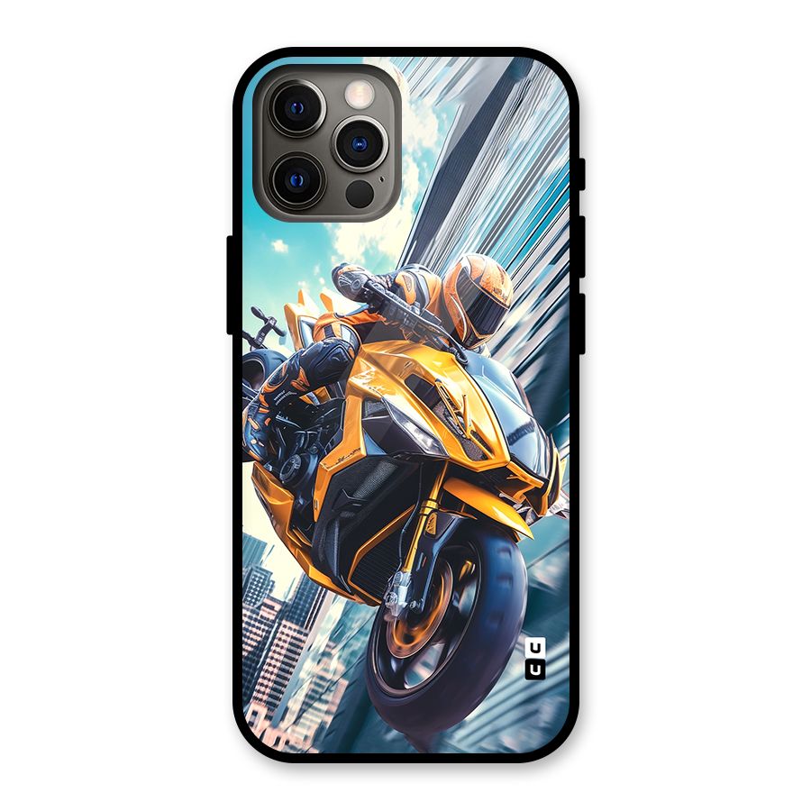 Super Bike Falling Glass Back Case for iPhone 12 Pro