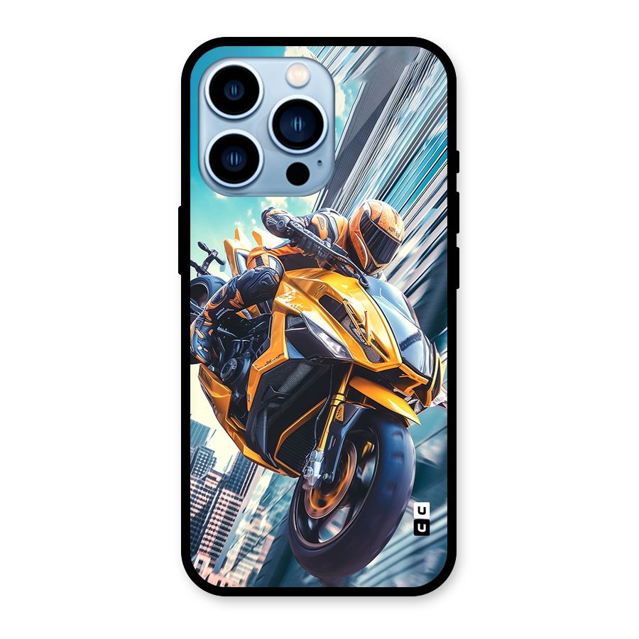 Super Bike Falling Glass Back Case for iPhone 13 Pro